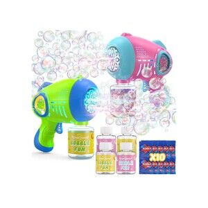 🫧 2 New EagleStone Bubble Blowers – Green & Pink – LED Lights, Auto, Leak-Proof